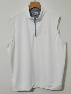 Peter Millar Galway Performance Quarter Zip Golf Vest White Mens XXL